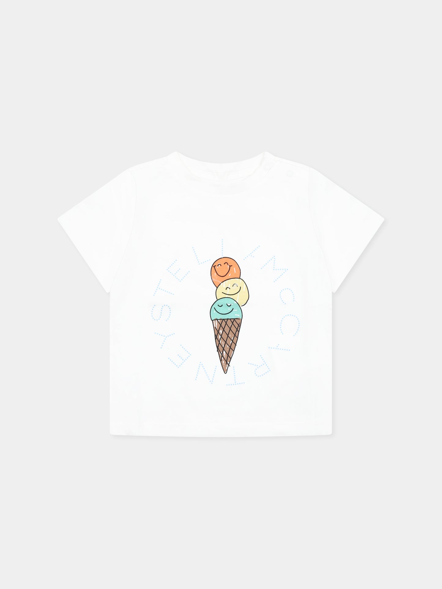 T-shirt bianca per neonata con gelato e logo,Stella Mccartney Kids,TW8601 Z0434 101