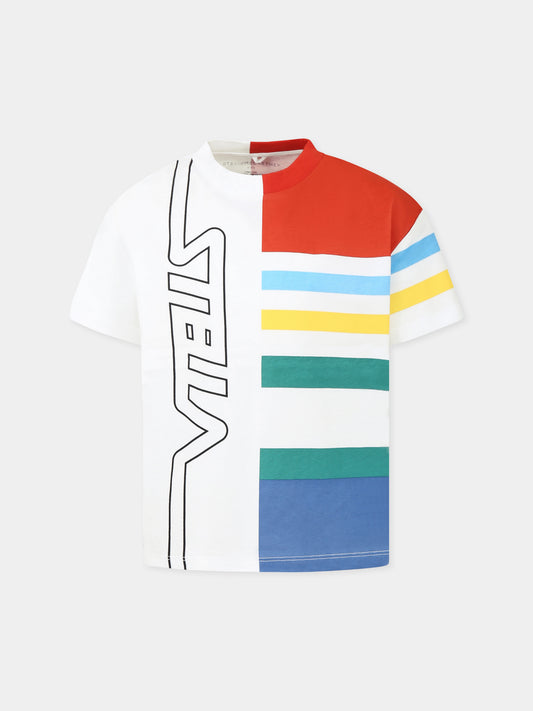 T-shirt blanc pour garçon avec logo