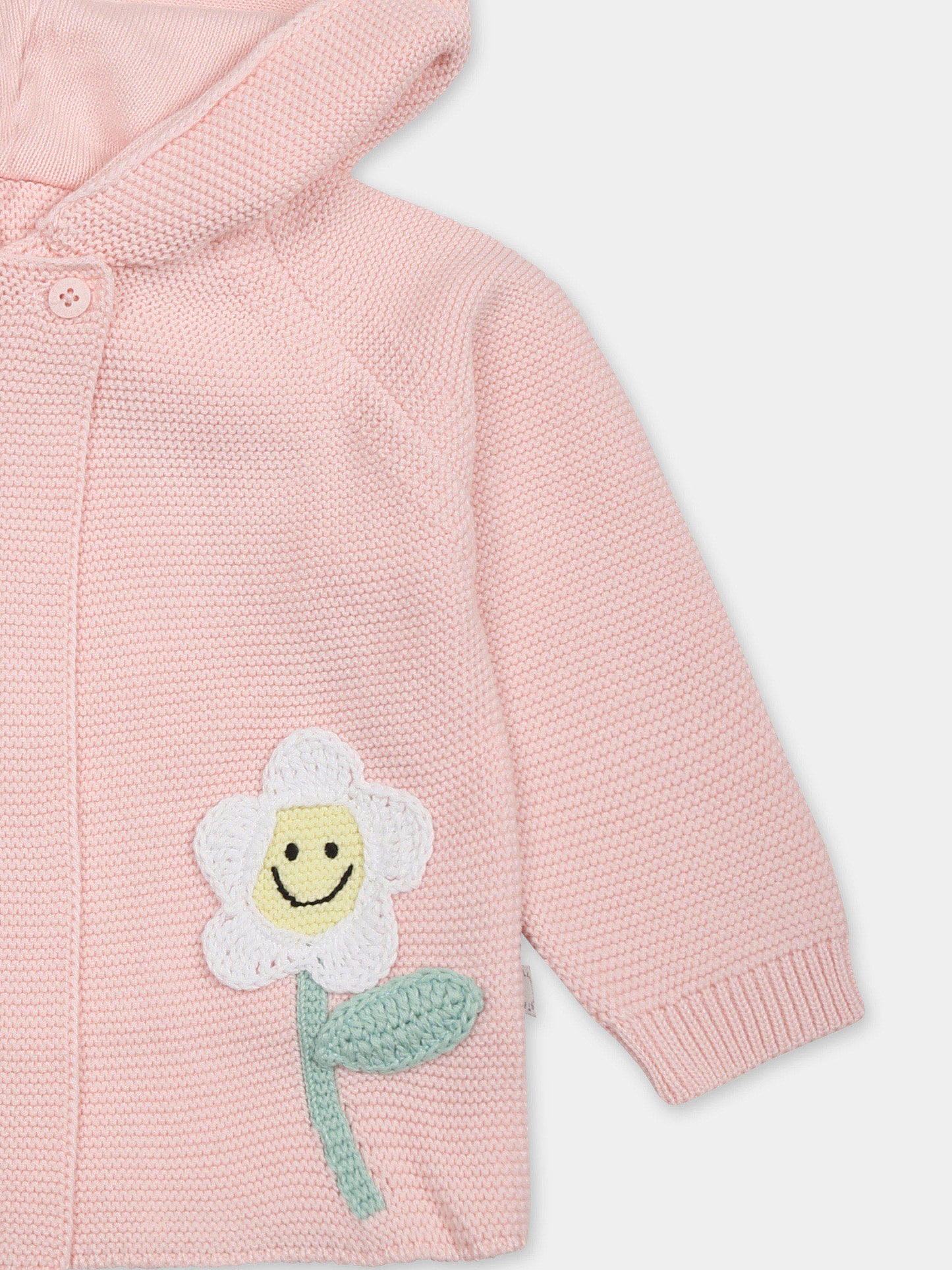 Cardigan rose pour bébé fille avec fleurs