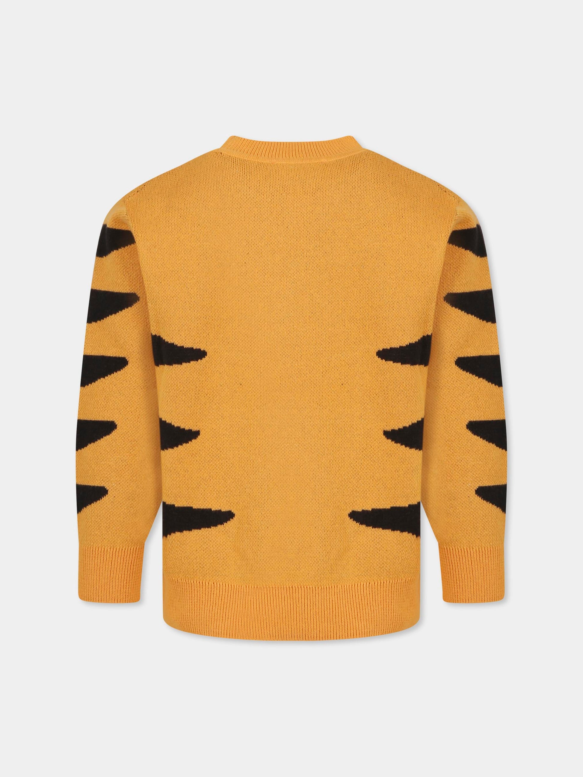 Maglione arancione per bambino con gatto,Stella Mccartney Kids,TW9P10 Z1876 465