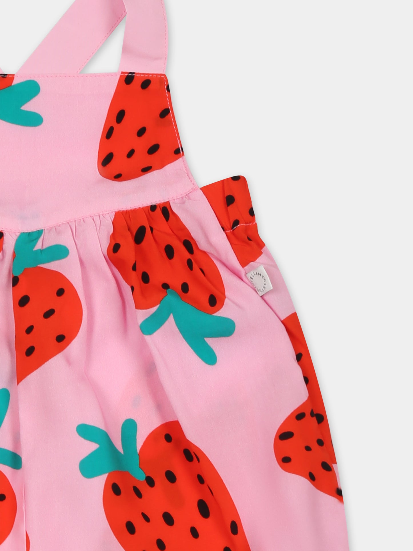 Pagliaccetto rosa per neonata con fragole all over,Stella Mccartney Kids,TWA032 Z2784 51CMC