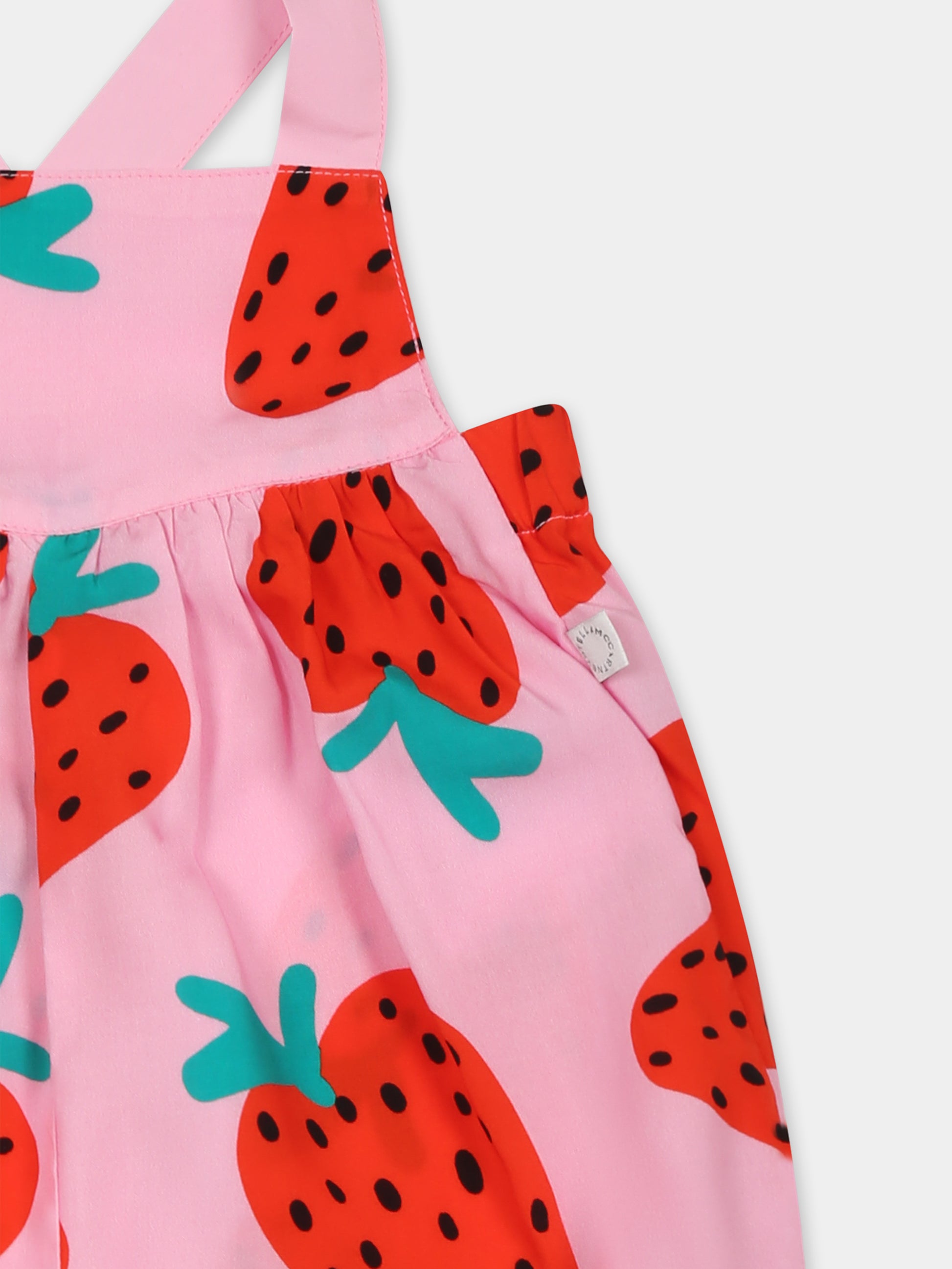 Pagliaccetto rosa per neonata con fragole all over,Stella Mccartney Kids,TWA032 Z2784 51CMC