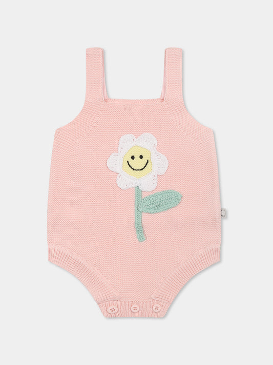 Body rosa per neonata con fiore,Stella Mccartney Kids,TWA082 Z2423 551