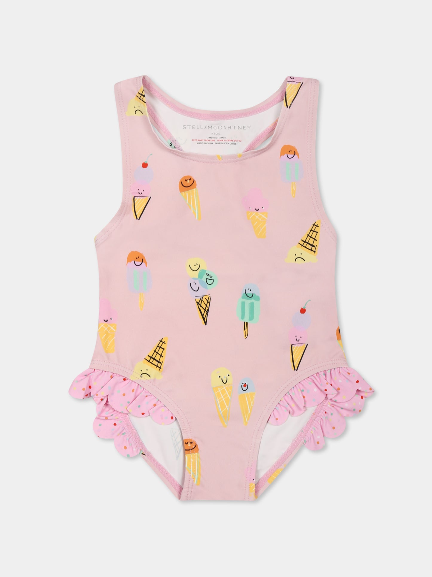 Costume intero rosa per neonata con gelato all over,Stella Mccartney Kids,TWC019 Z2776 545MC