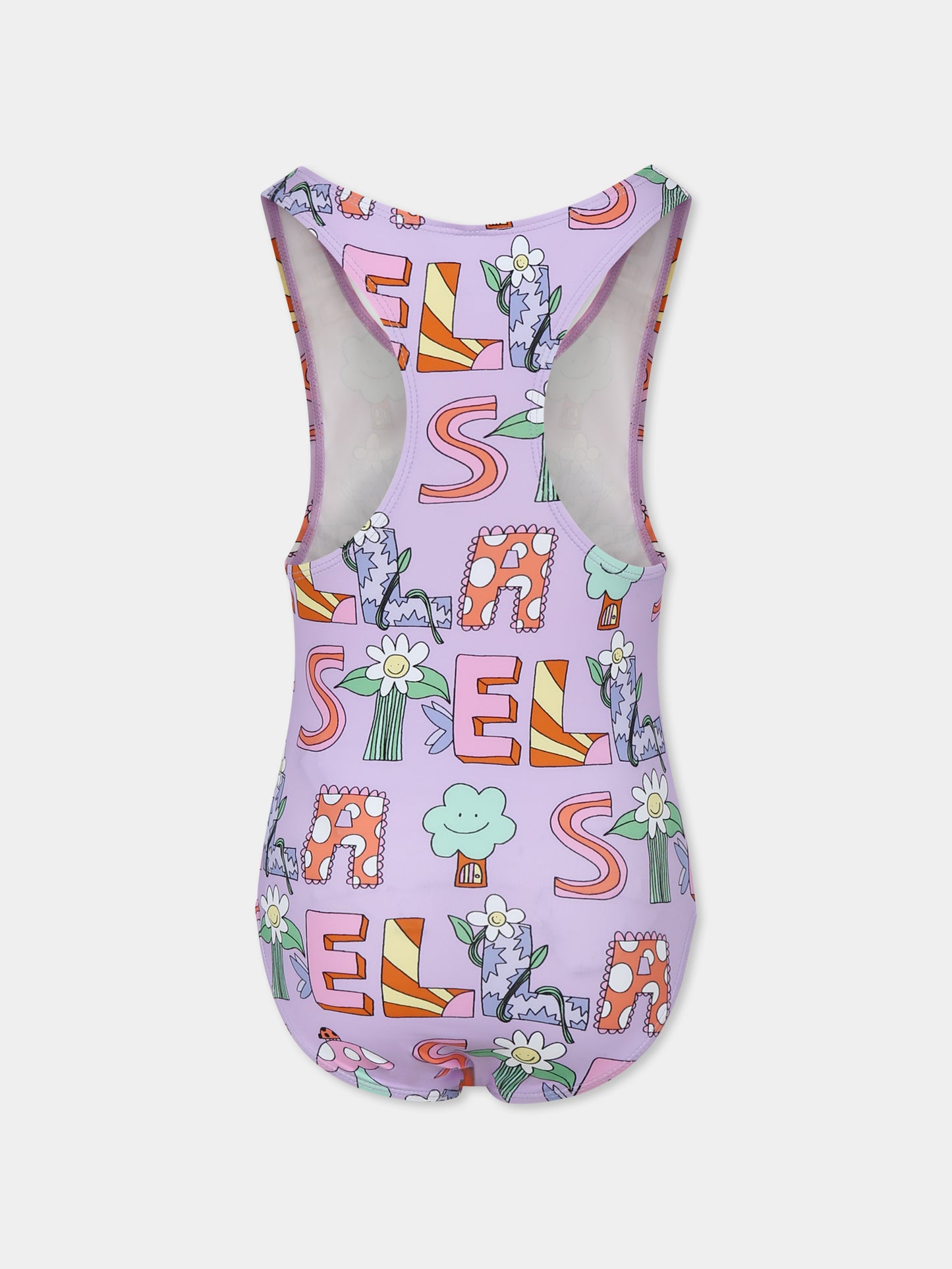 Maillot de bain violet pour fille avec logo