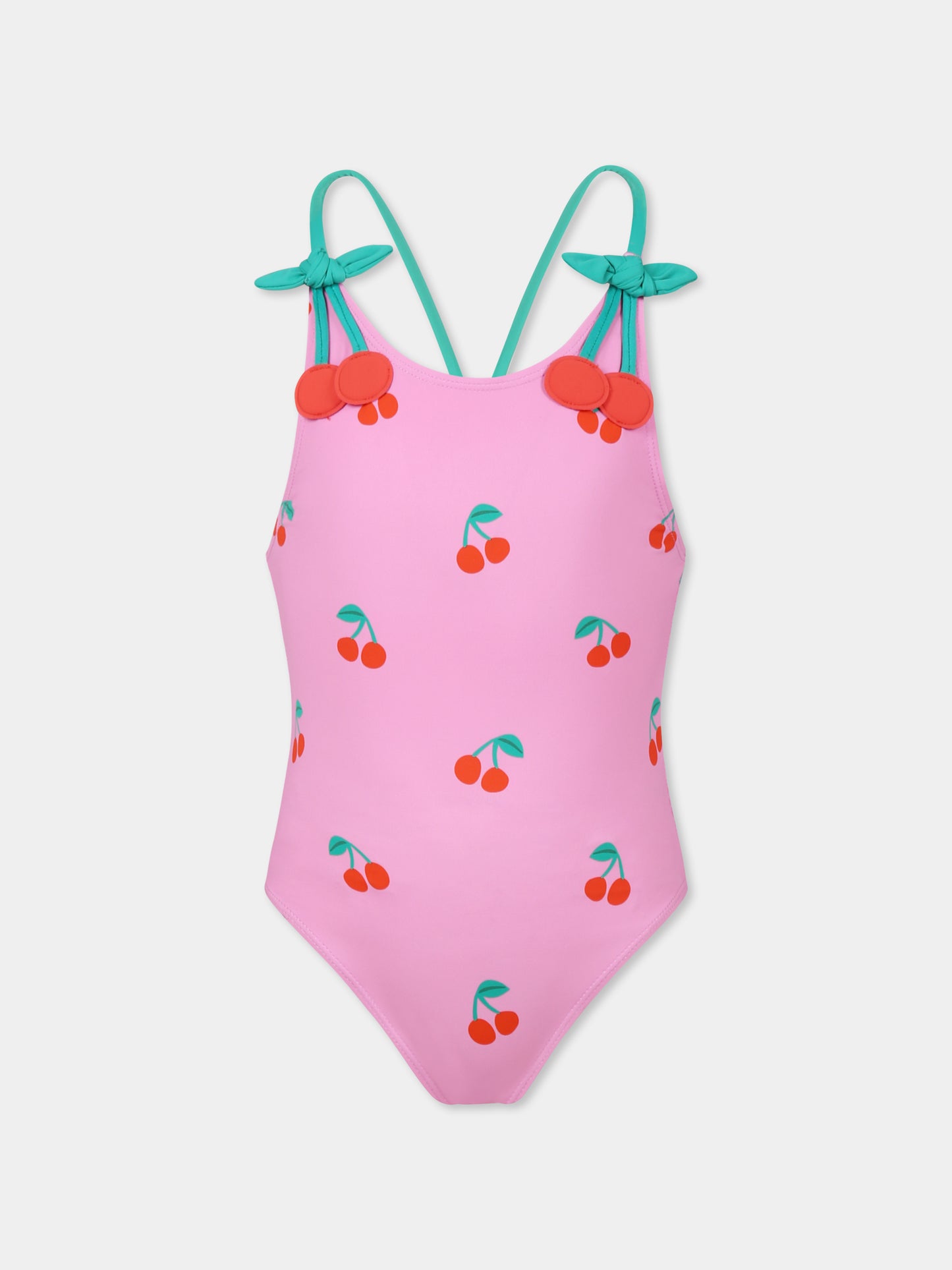 Maillot de bain rose pour fille avec cerises