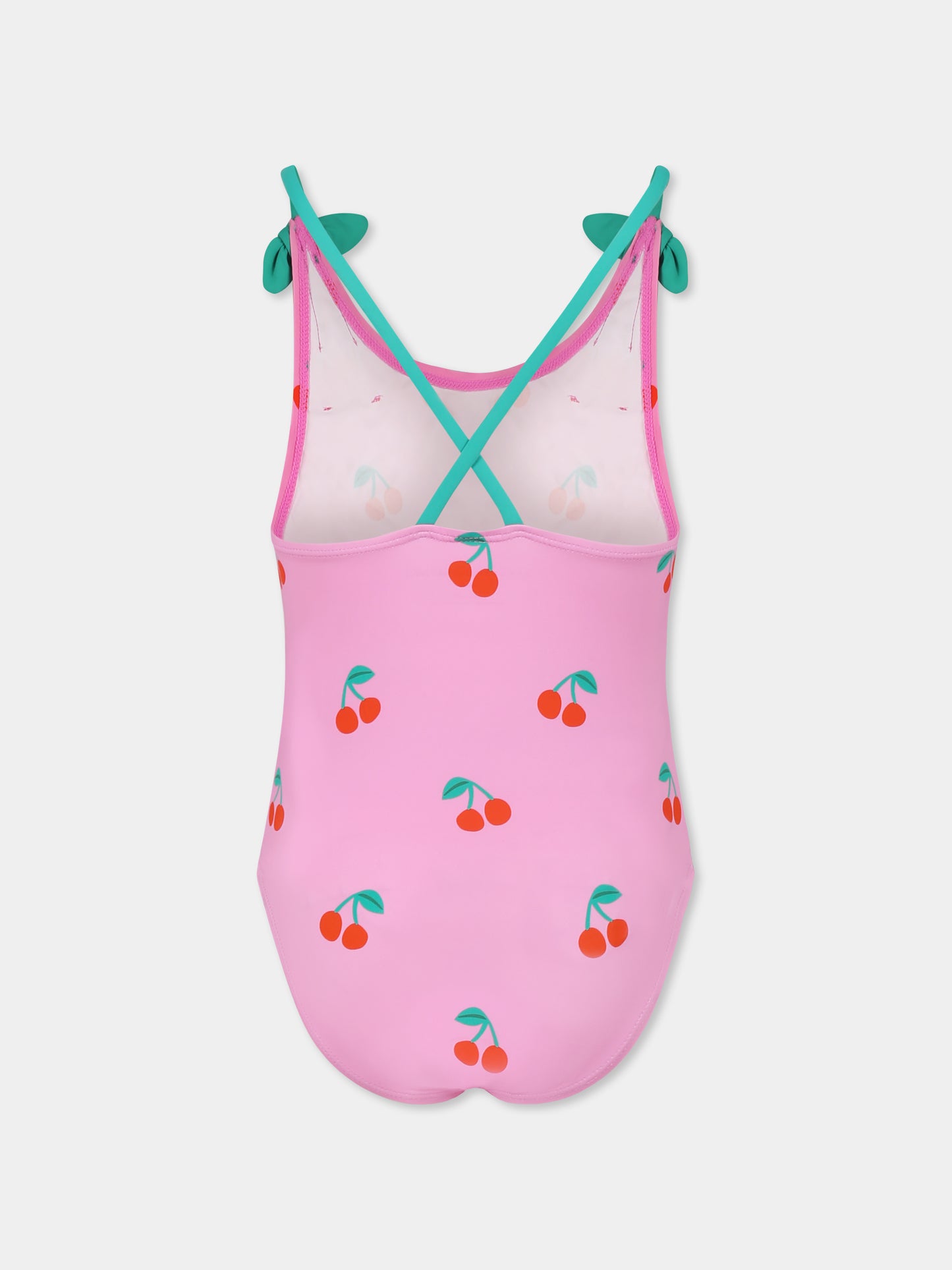 Maillot de bain rose pour fille avec cerises