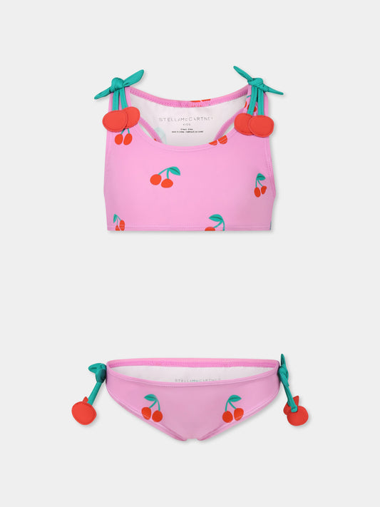 Bikini rose pour fille avec cerises
