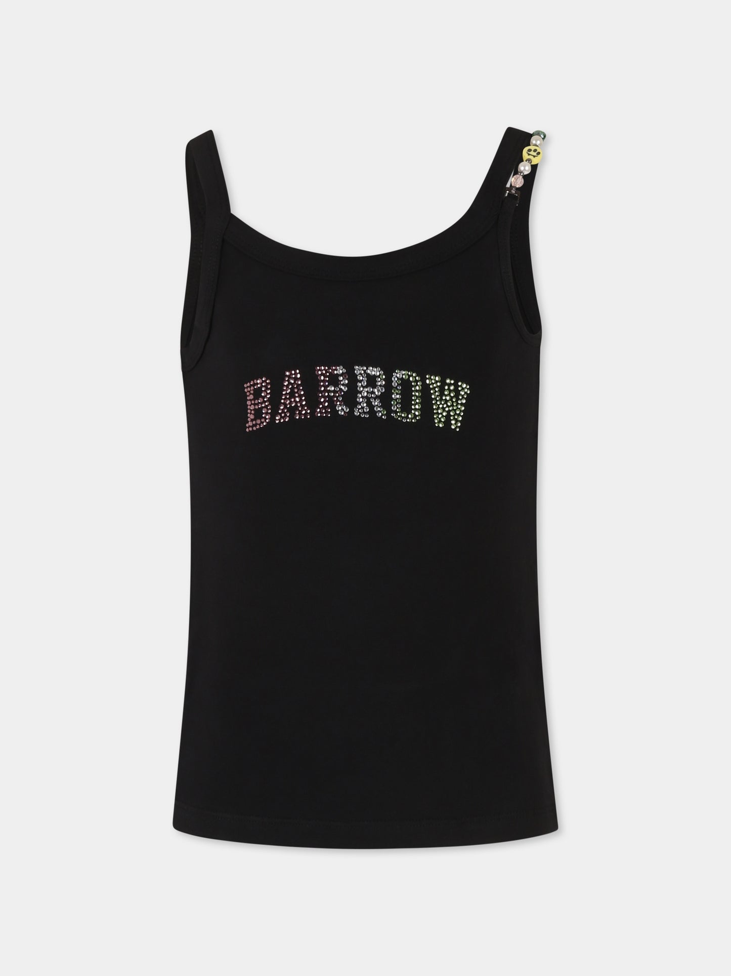 Canotta nera per bambina con logo e strass,Barrow,S5BKJGTA103 110