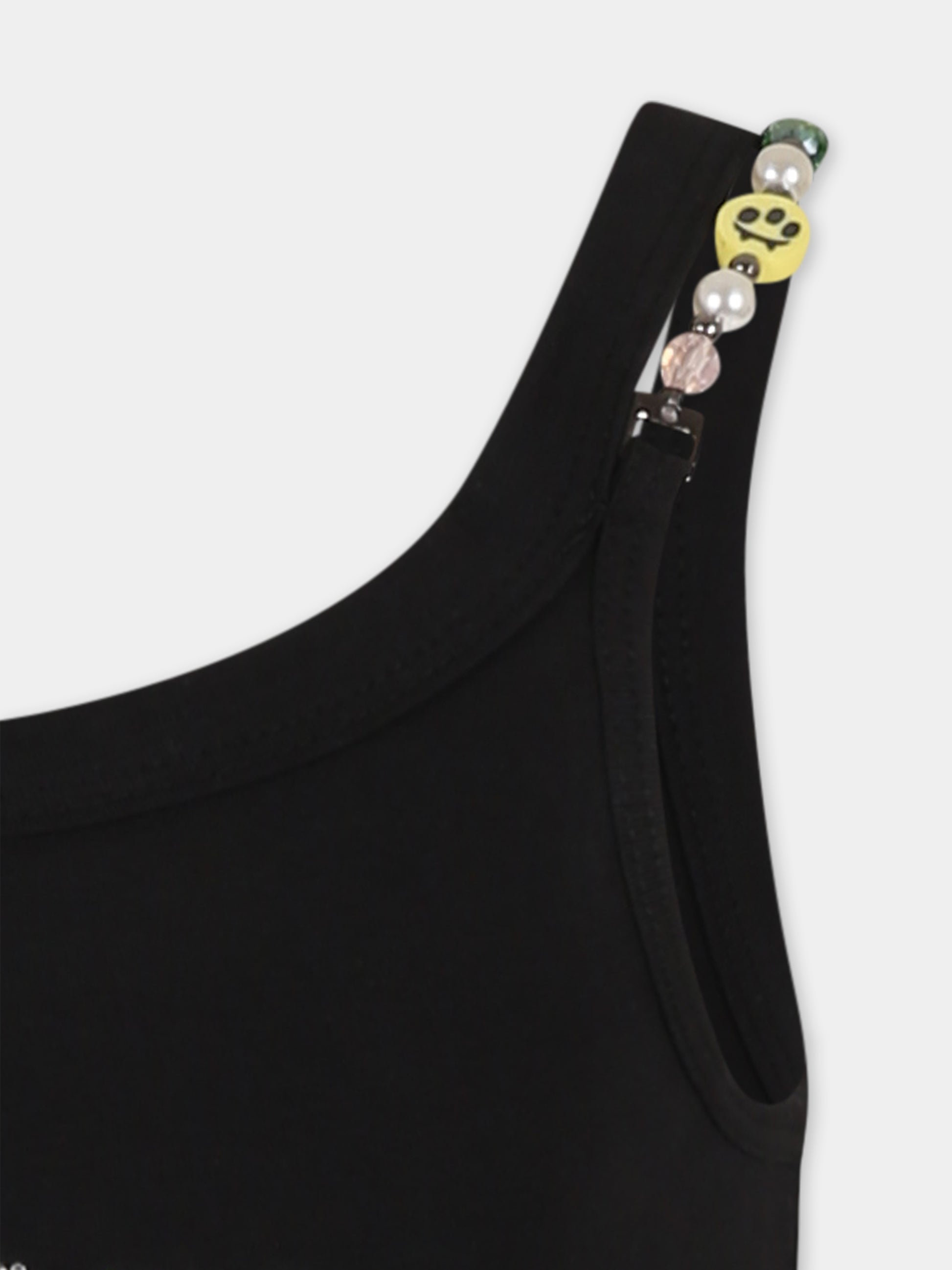 Canotta nera per bambina con logo e strass,Barrow,S5BKJGTA103 110