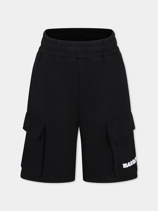 Shorts neri per bambini con logo e smile,Barrow,S5BKJUBE084 110