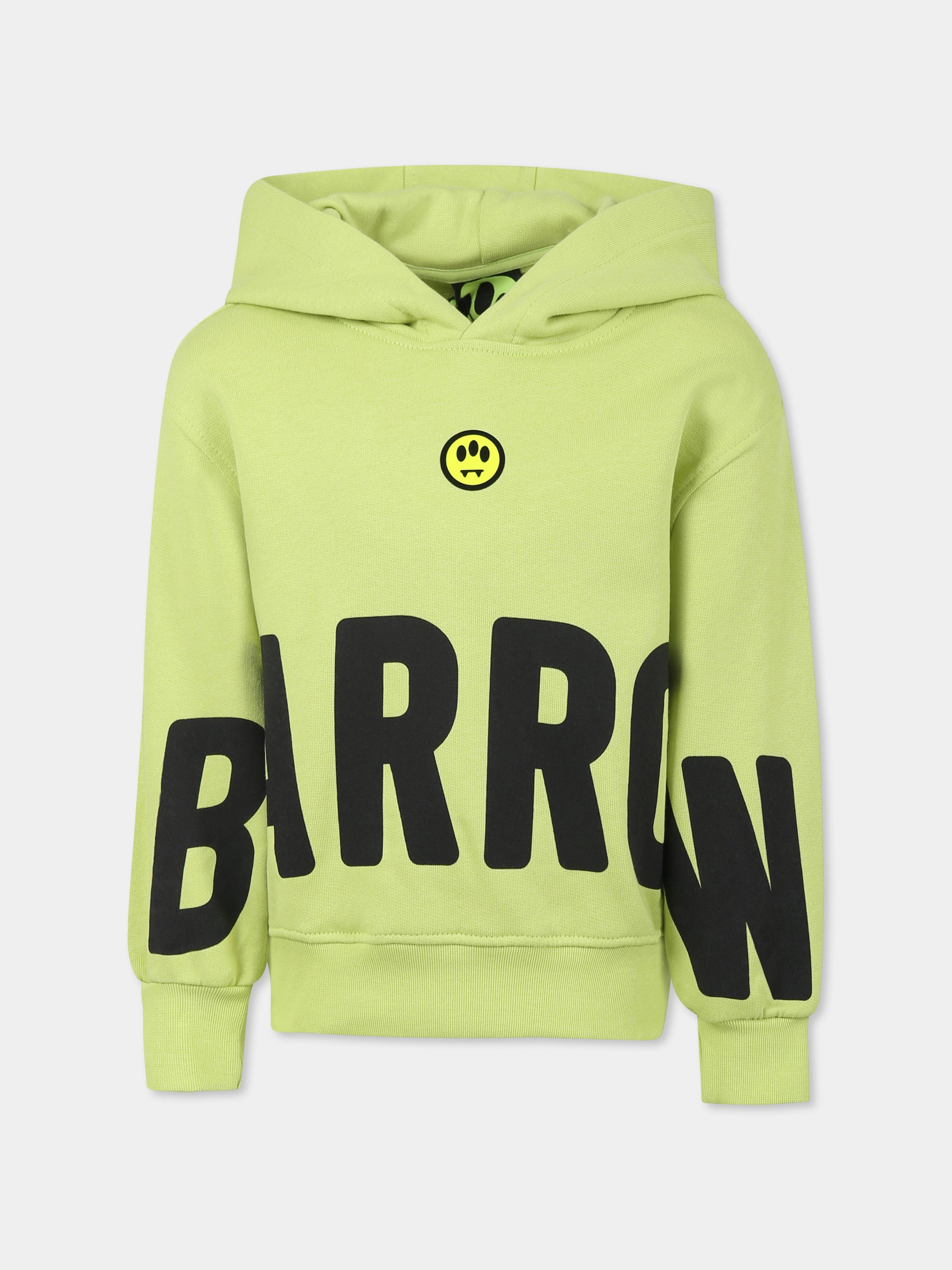 Felpa verde per bambini con logo e smile,Barrow,S5BKJUHS062 086