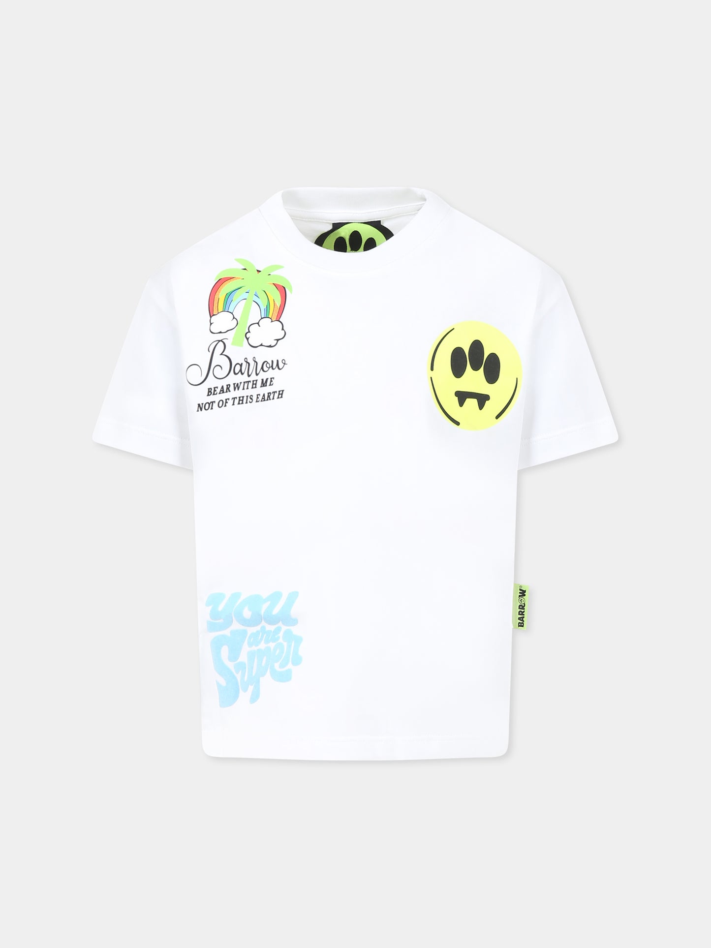 T-shirt blanc pour enfants avec smiley et ours