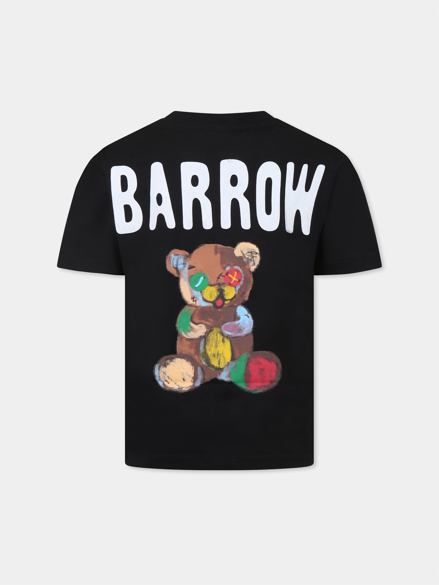 T-shirt noir pour enfants avec smiley et ours