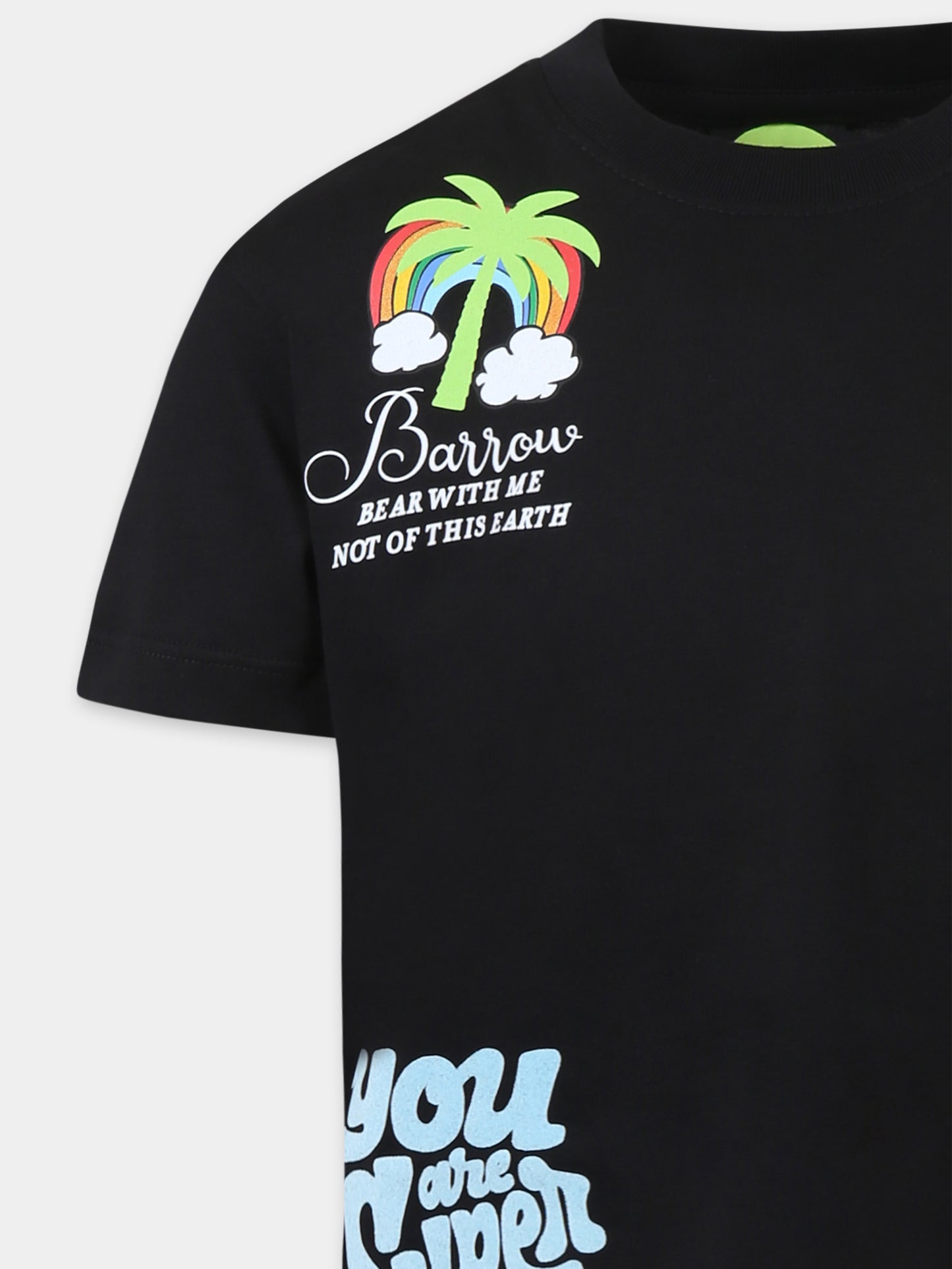 T-shirt noir pour enfants avec smiley et ours