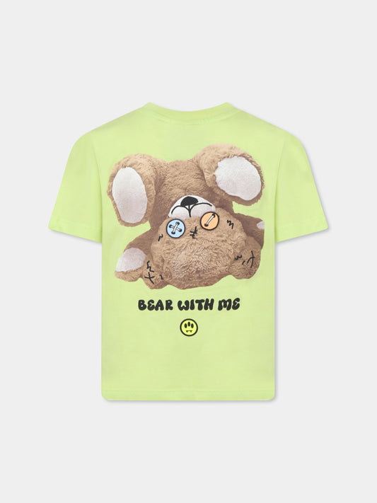 T-shirt verde per bambini con logo e stampa Bear,Barrow,S5BKJUTH029 086