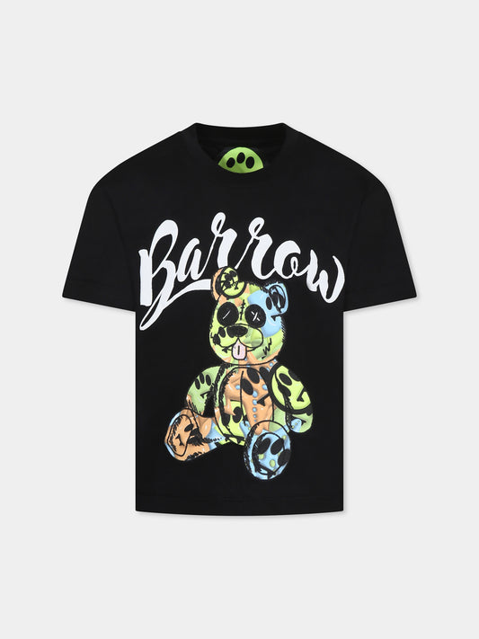 T-shirt noir pour enfants avec imprimé Bear