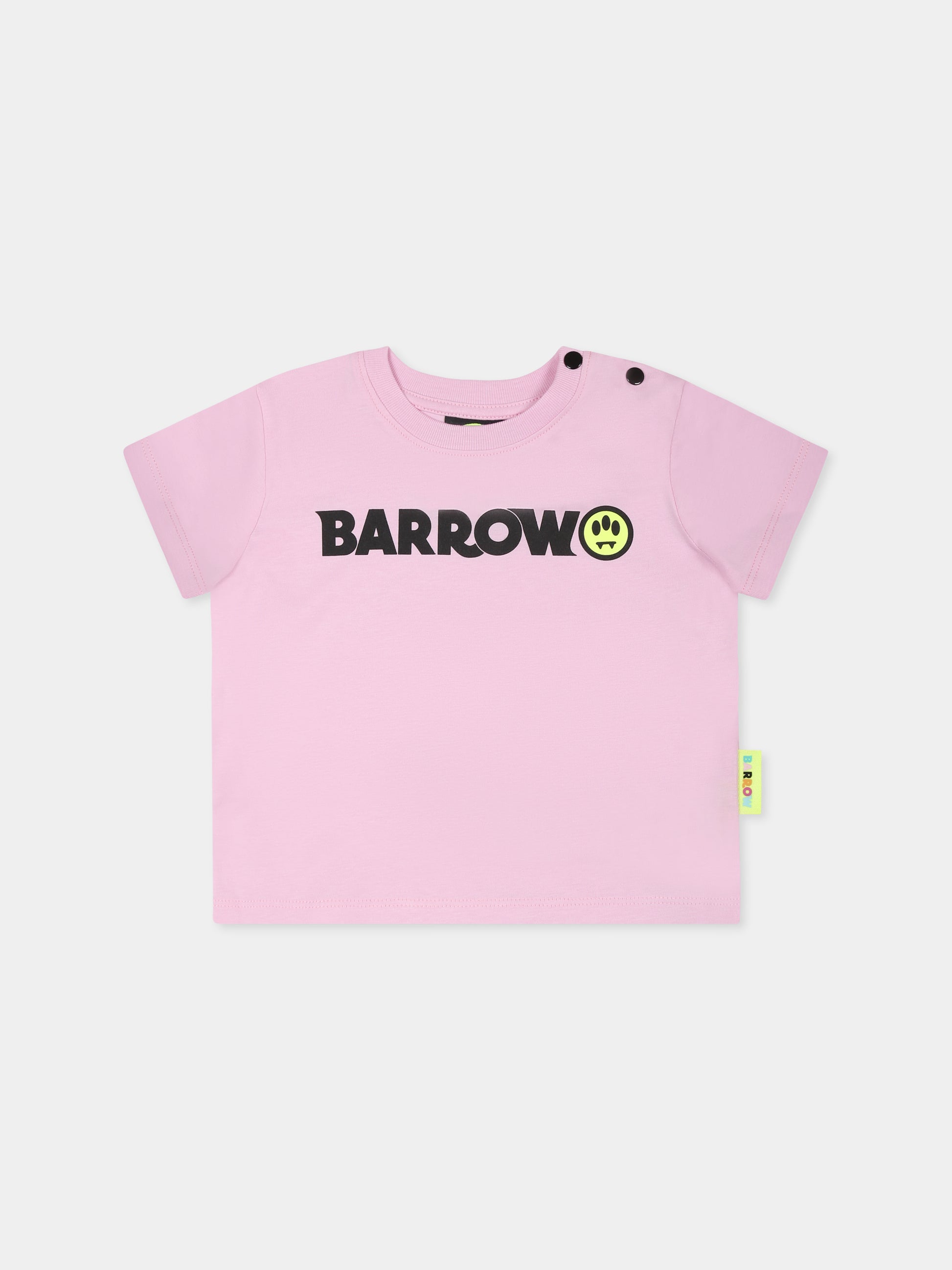 T-shirt rosa per neonata con logo e smile,Barrow,S5BKNGTH198 BW014