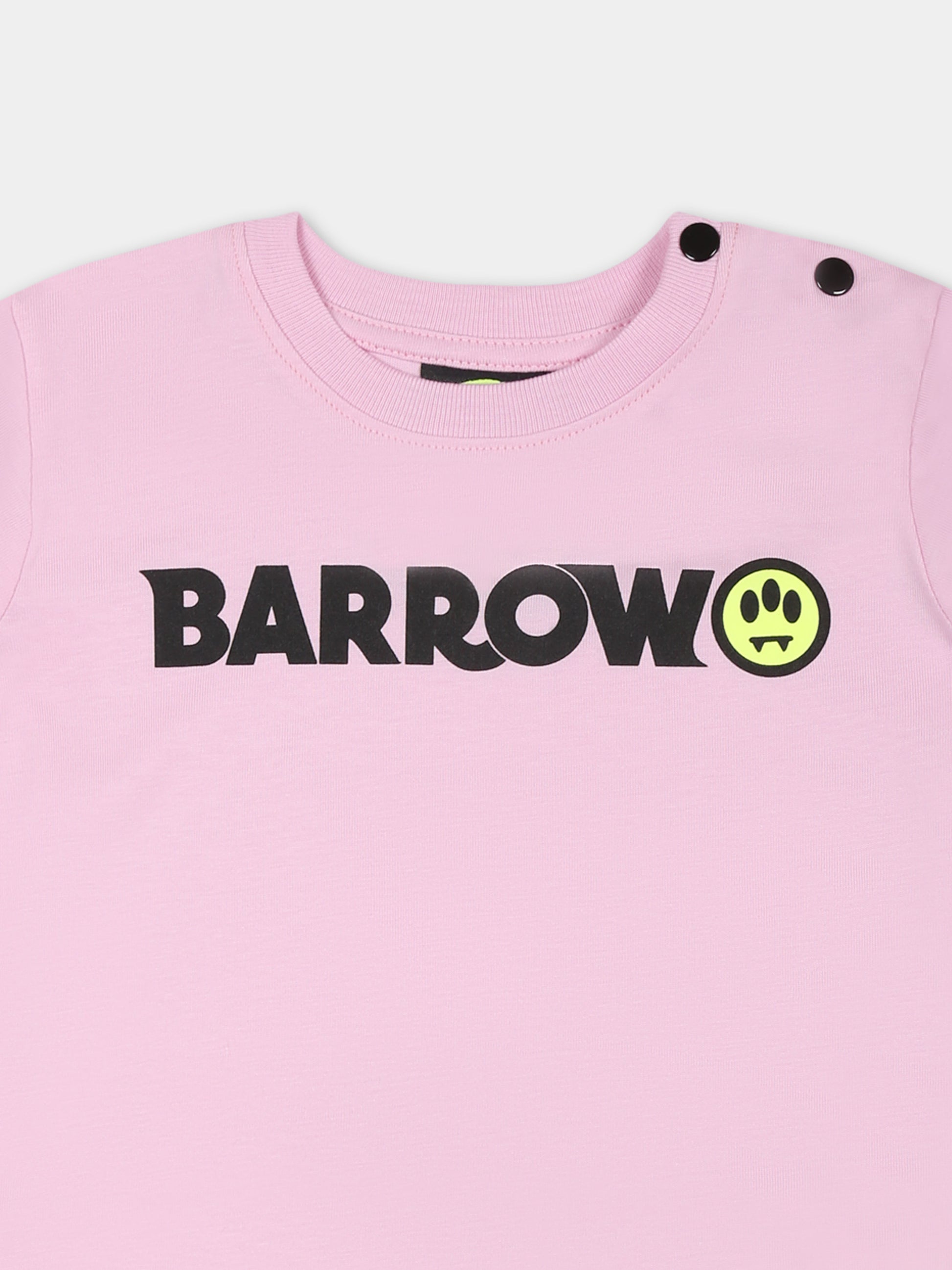 T-shirt rosa per neonata con logo e smile,Barrow,S5BKNGTH198 BW014