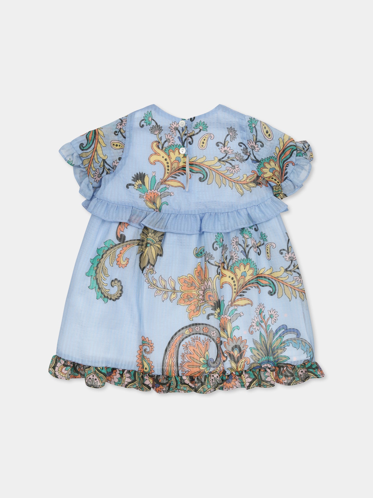 Vestito celeste per neonata con stampa Paisley,Etro,GW1091 M0065 685MC