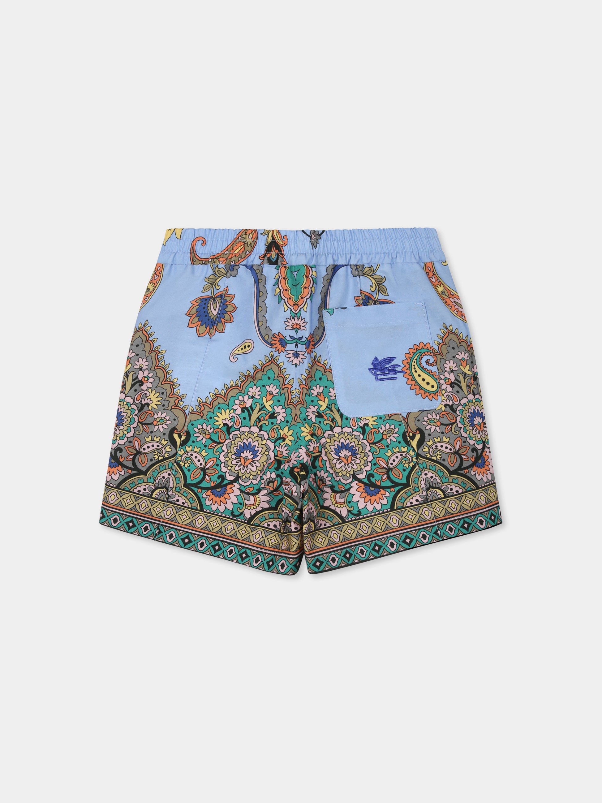 Shorts celesti per neonato con motivo paisley,Etro,GW6579 P0523 685MC