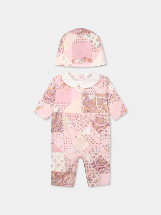 Set tutine rosa per neonata con stampa Paisley patchwork,Etro,GWB500 J0473 505RS