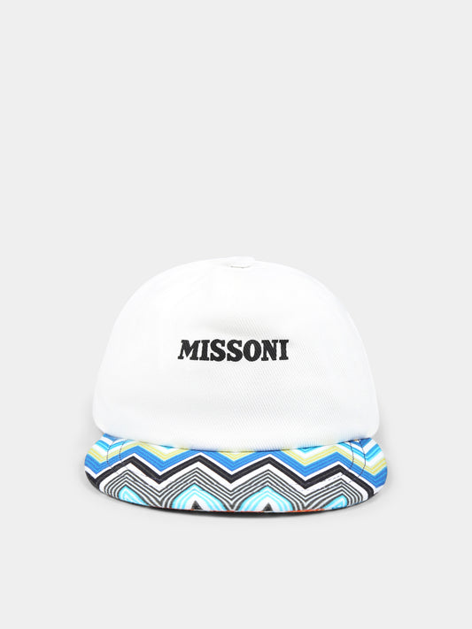 Chapeau blanc pour garçon avec motif chevron