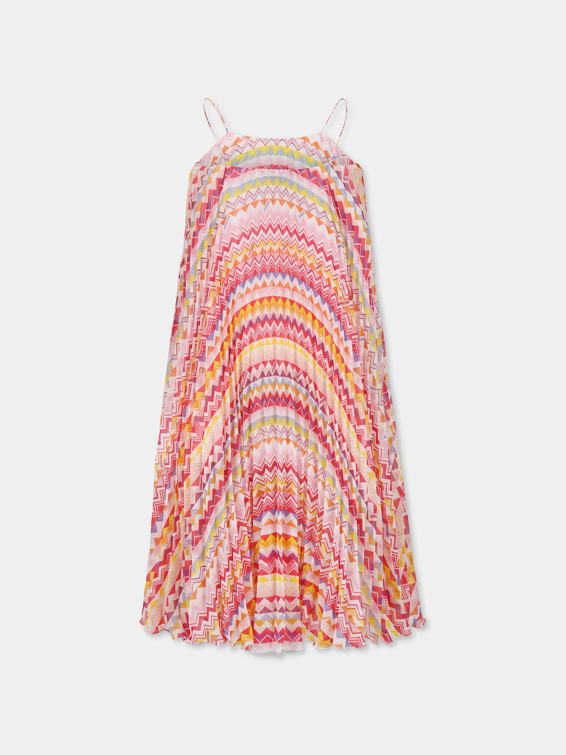 Vestito multicolor per bambina con motivo chevron,Missoni,MW1C21 K0229 999FU
