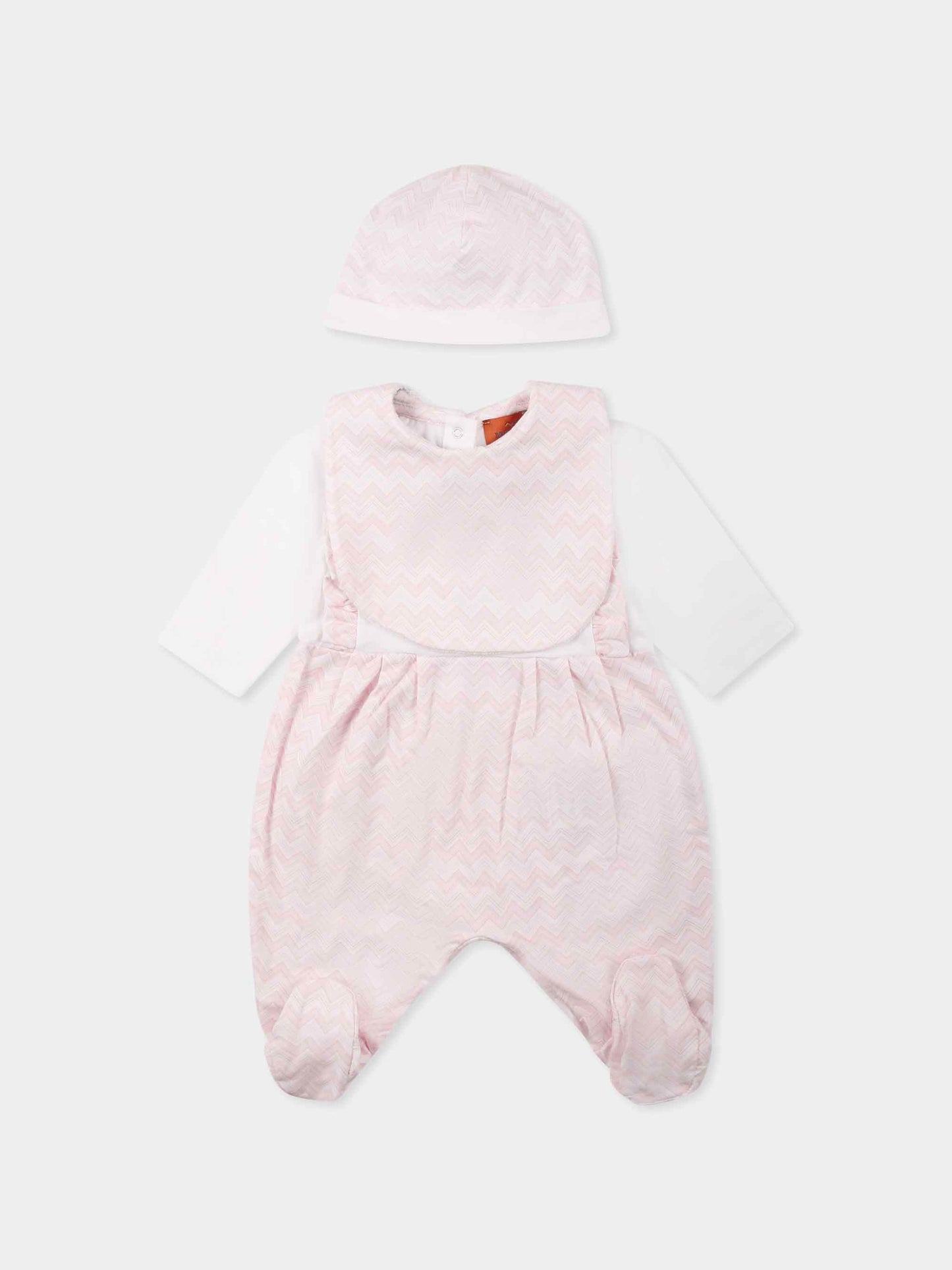 Ensemble combinaison rose pour bébé fille avec logo