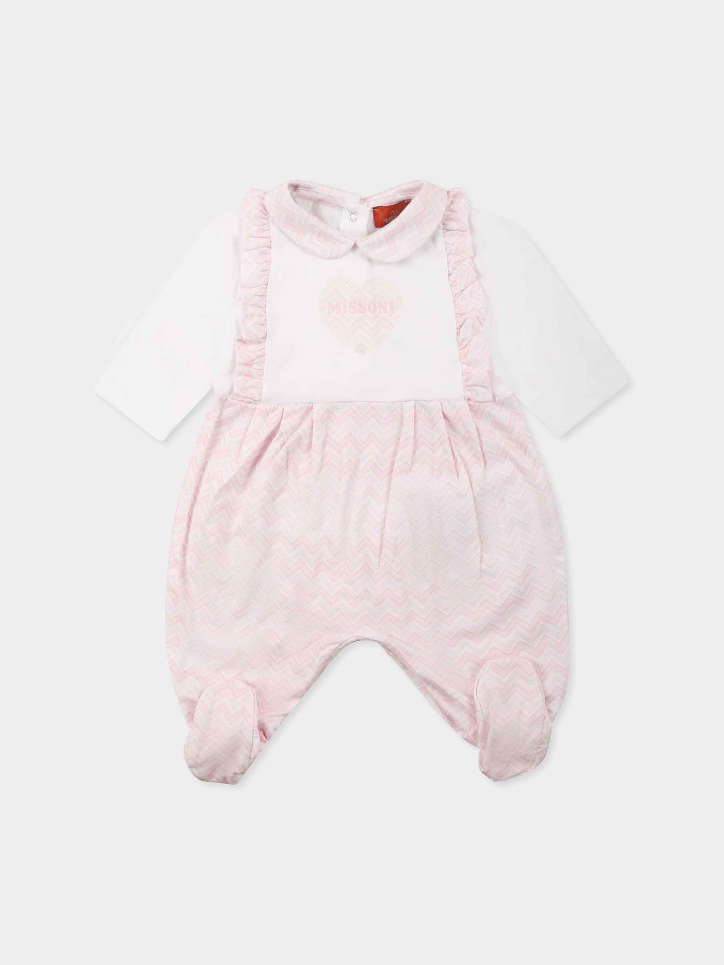 Ensemble combinaison rose pour bébé fille avec logo