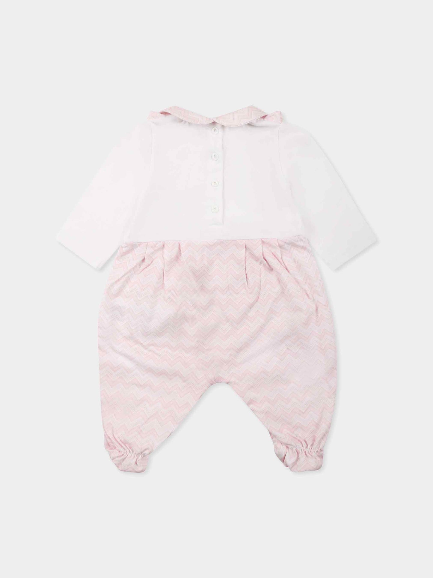 Ensemble combinaison rose pour bébé fille avec logo