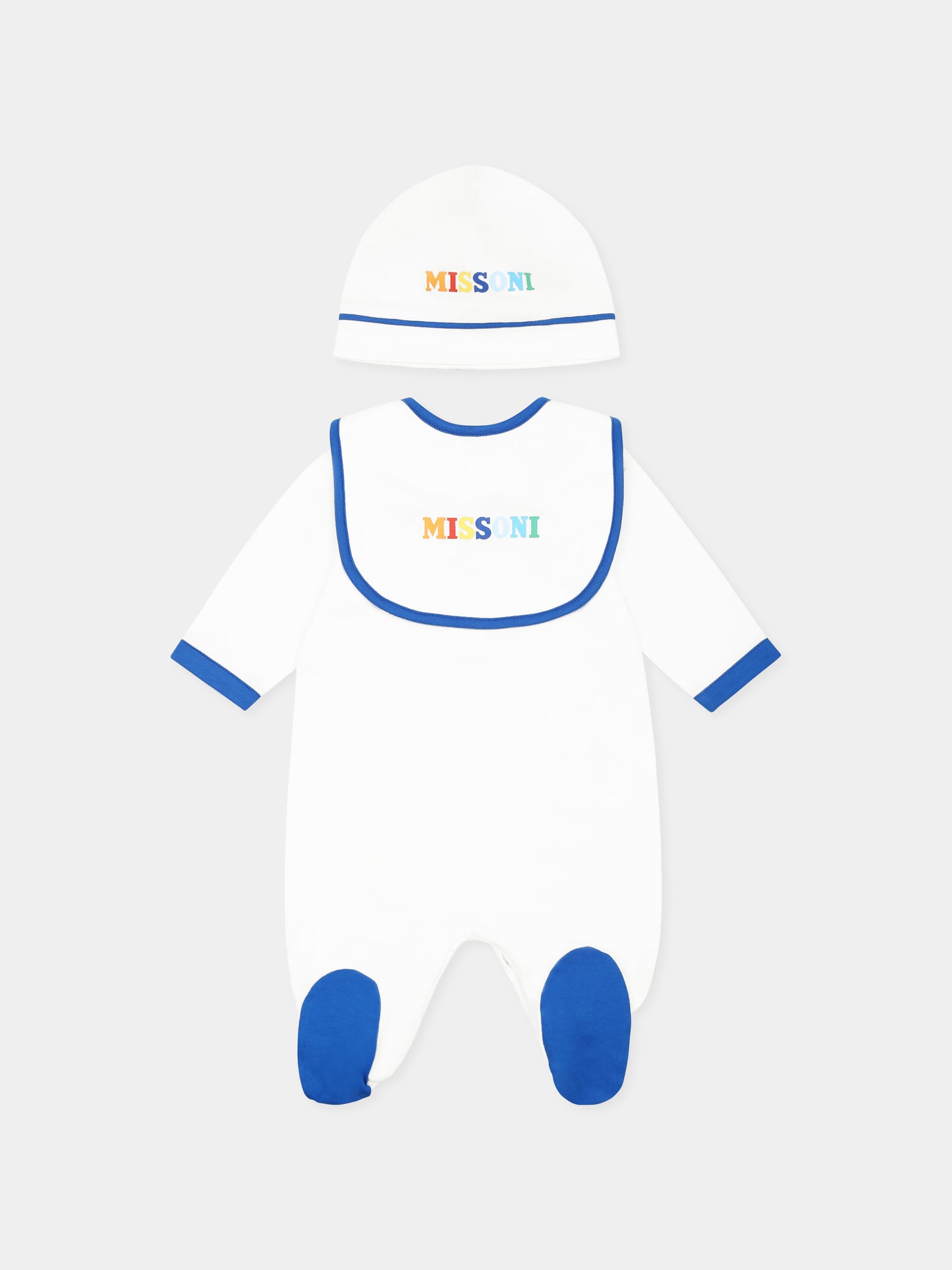 Set tutina bianco per neonato con logo,Missoni,MWB500 Z0082 100