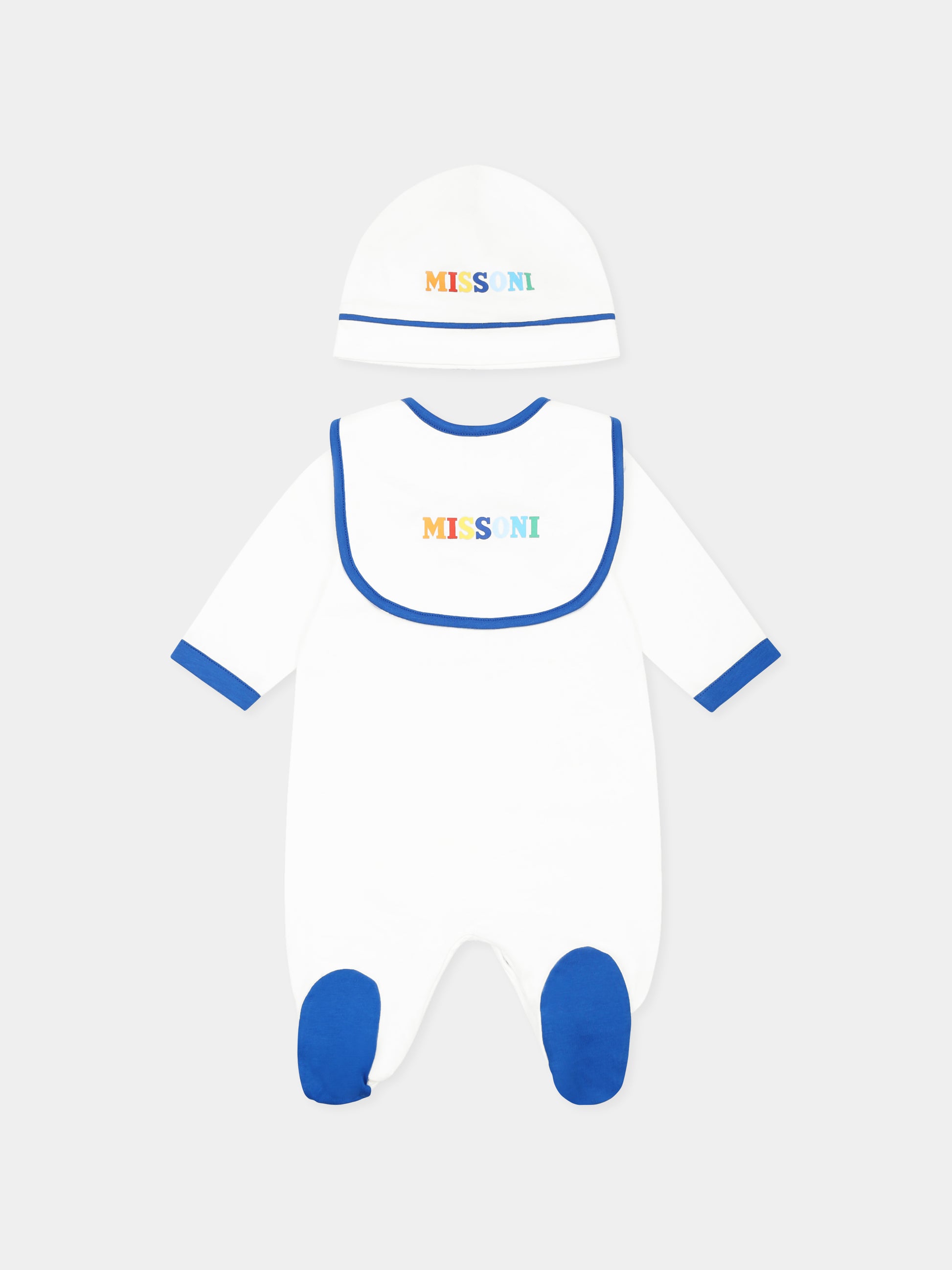 Set tutina bianco per neonato con logo,Missoni,MWB500 Z0082 100