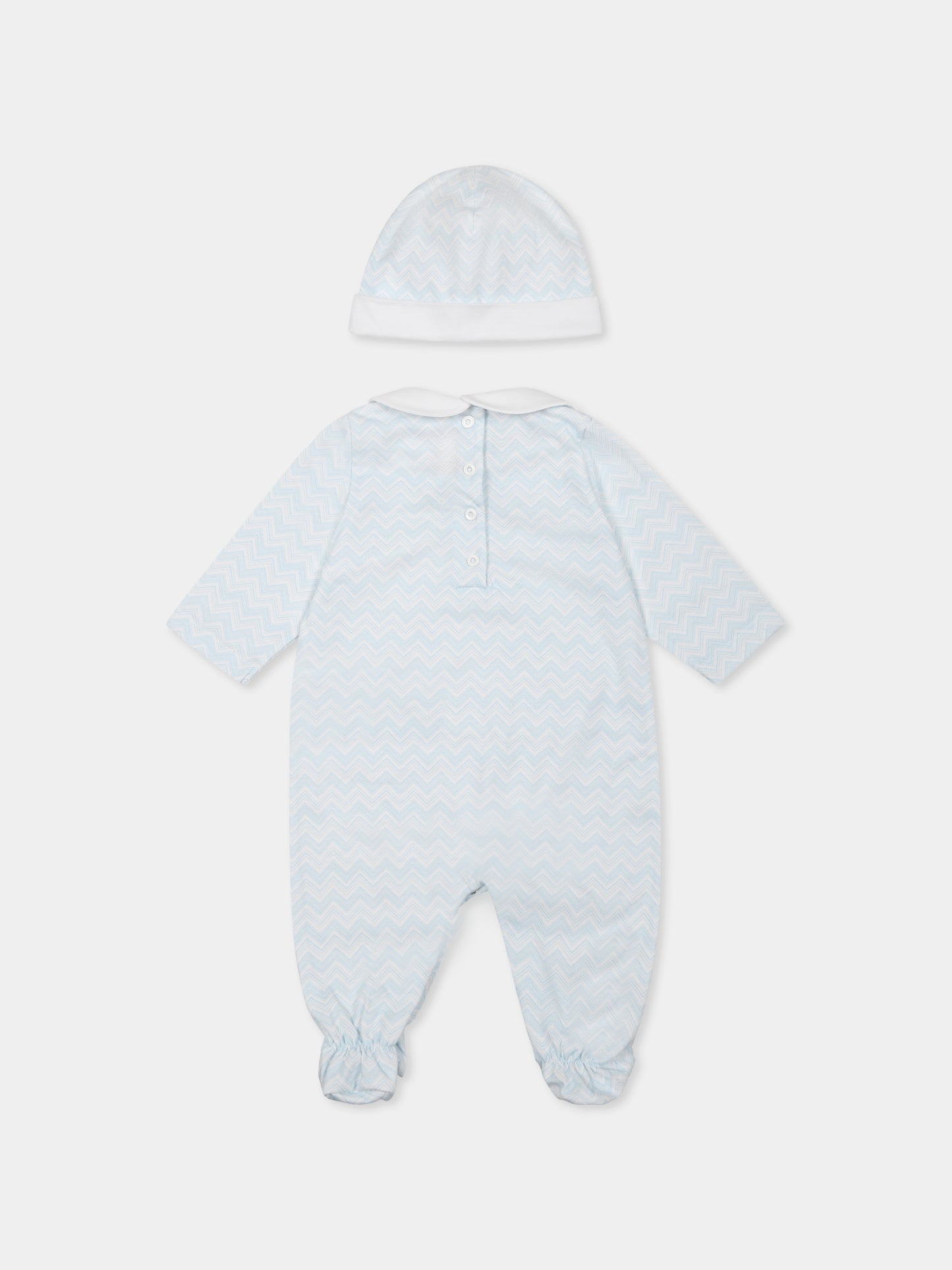 Set tutina celeste per neonato con motivo chevron,Missoni,MWB510 Z2972 100CE