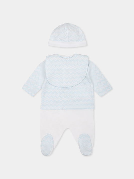 Set tutina celeste per neonato con motivo chevron,Missoni,MWB520 Z2972 100CE
