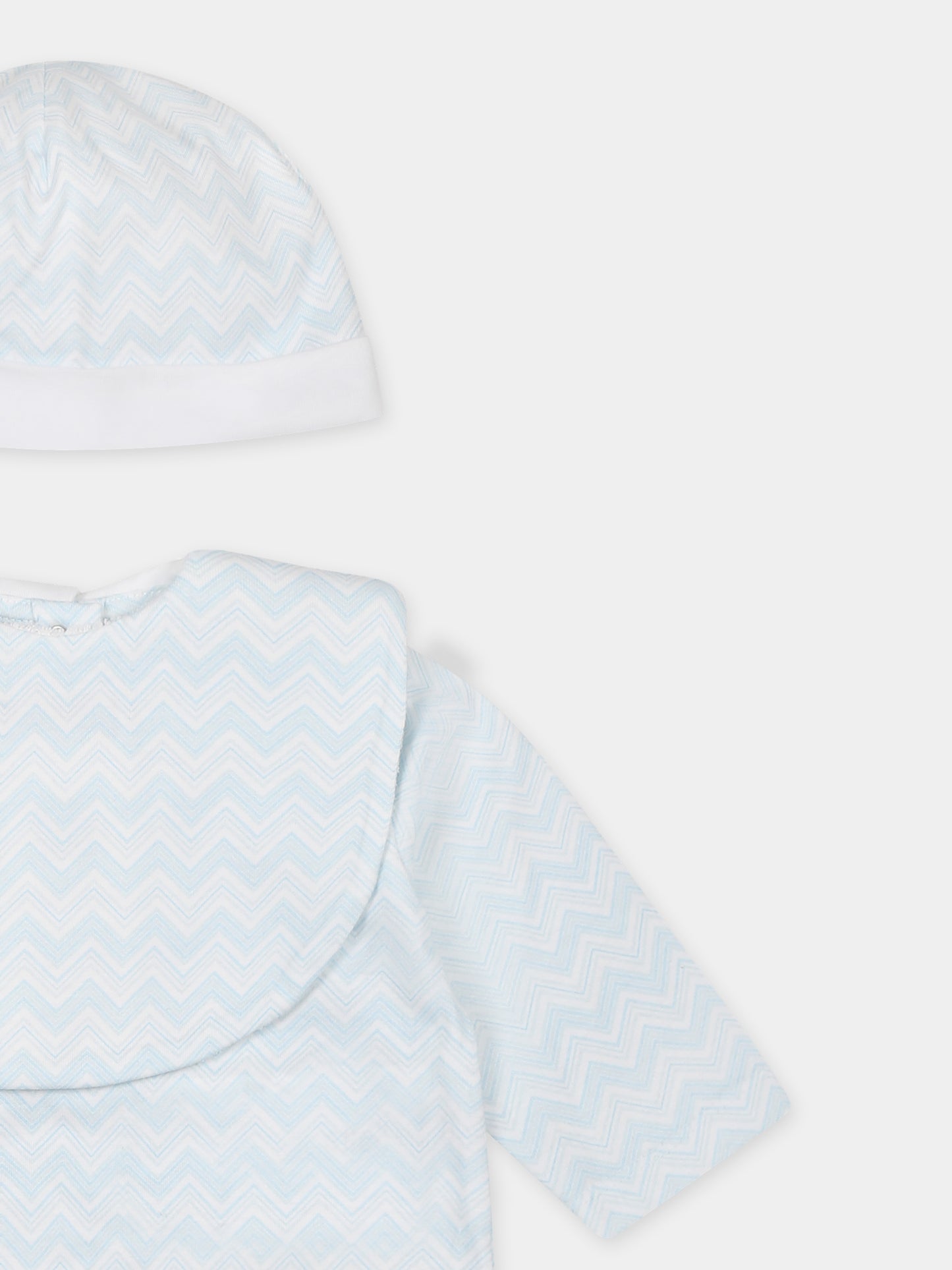 Set tutina celeste per neonato con motivo chevron,Missoni,MWB520 Z2972 100CE