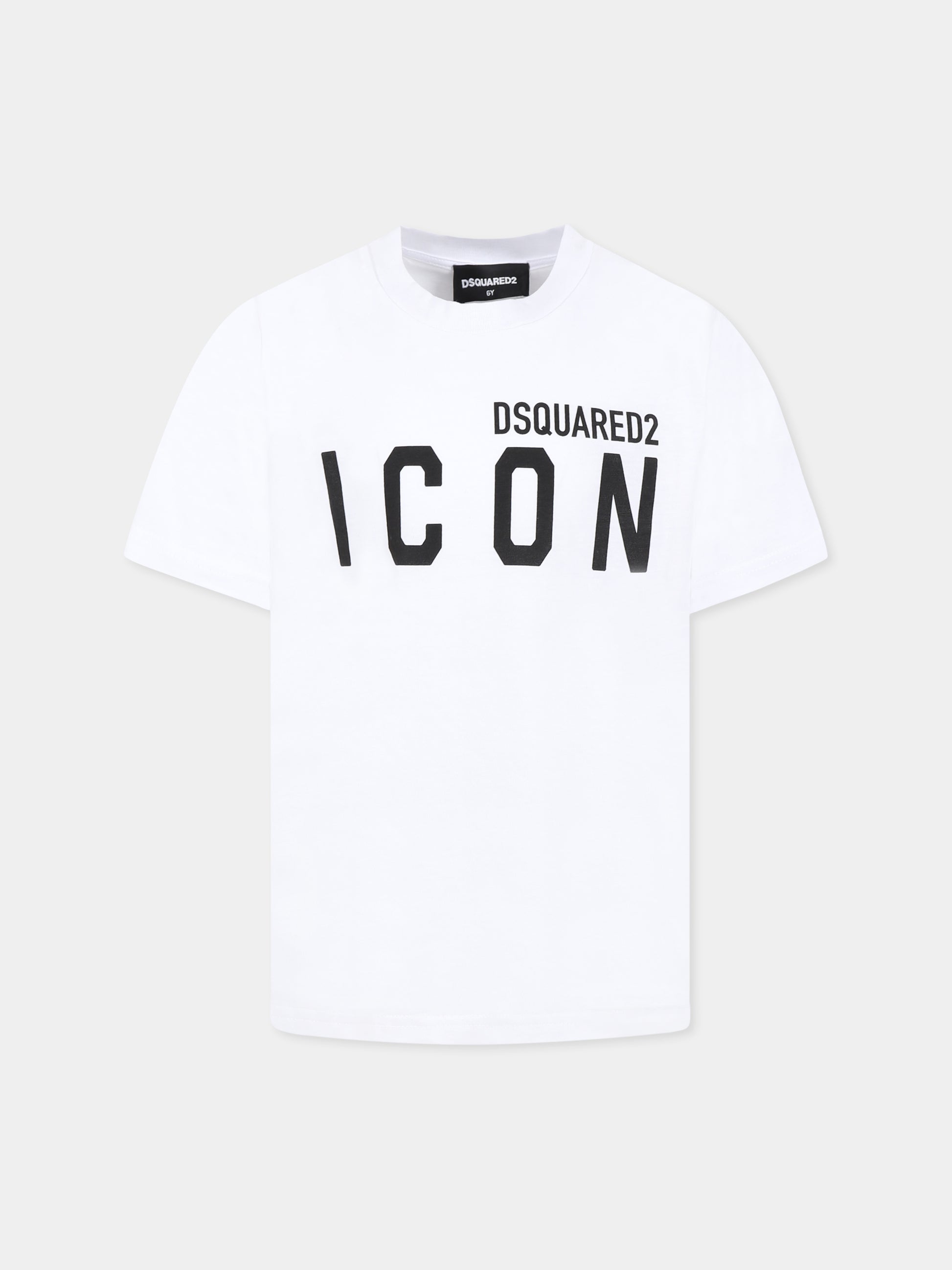 T-shirt bianca per bambino con logo nero,Dsquared2,DQ2668 D004G D2T1117U DQ100