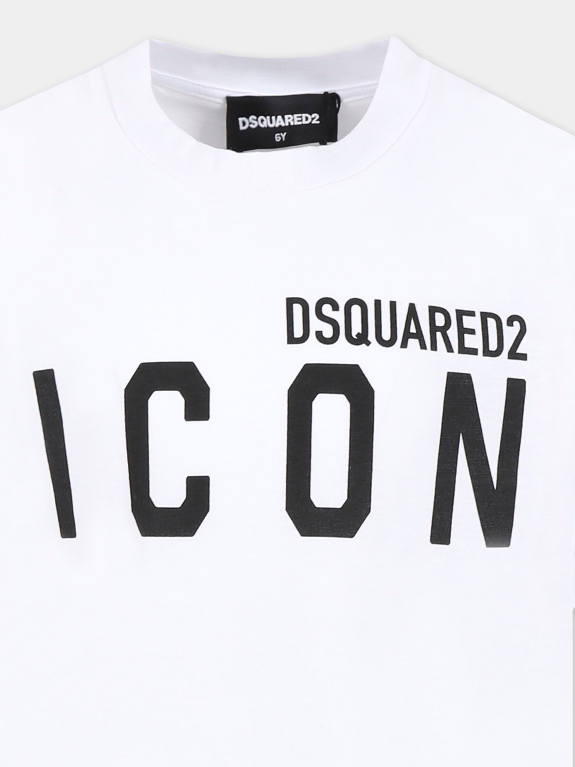 T-shirt bianca per bambino con logo nero,Dsquared2,DQ2668 D004G D2T1117U DQ100