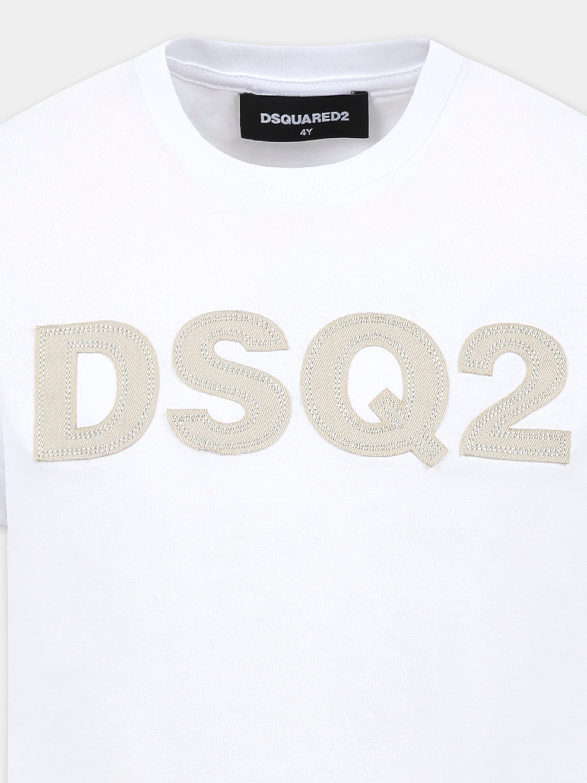 T-shirt bianca per bambino con logo,Dsquared2,DQ2749 D004G D2T1123U DQ100