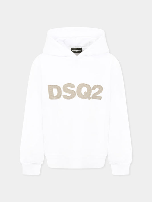 Sweat-shirt blanc pour garçon avec logo