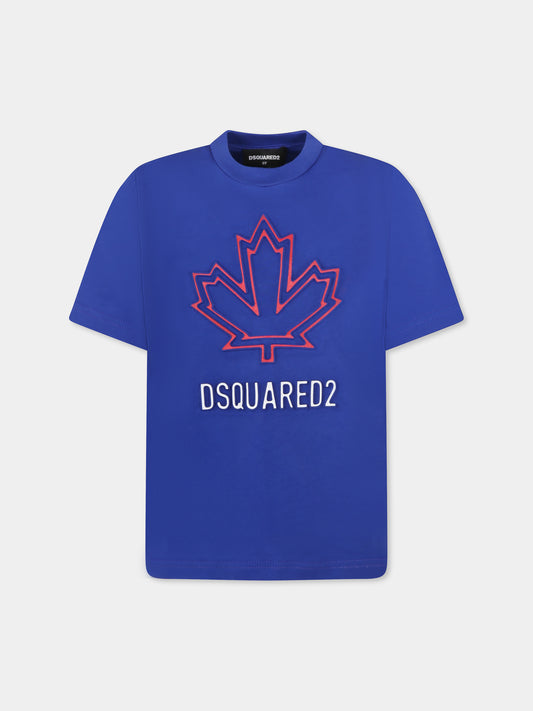 T-shirt bleu pour garçon avec logo