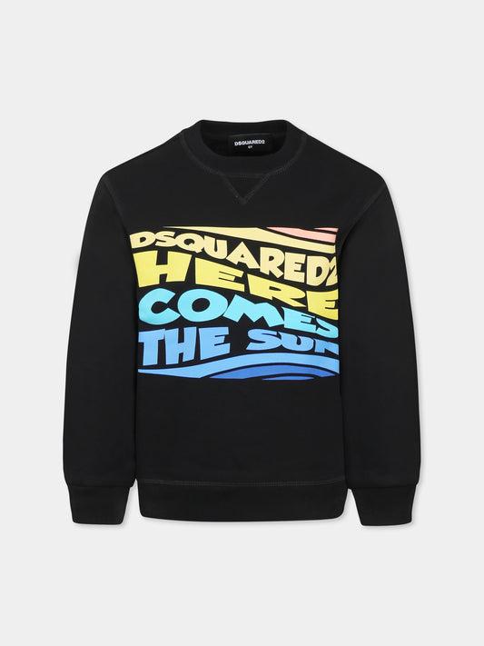 Felpa nera per bambino con logo,Dsquared2,DQ2780 D0094 DQ2780 DQ900