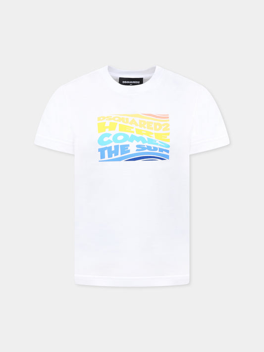 T-shirt blanc pour garçon avec logo