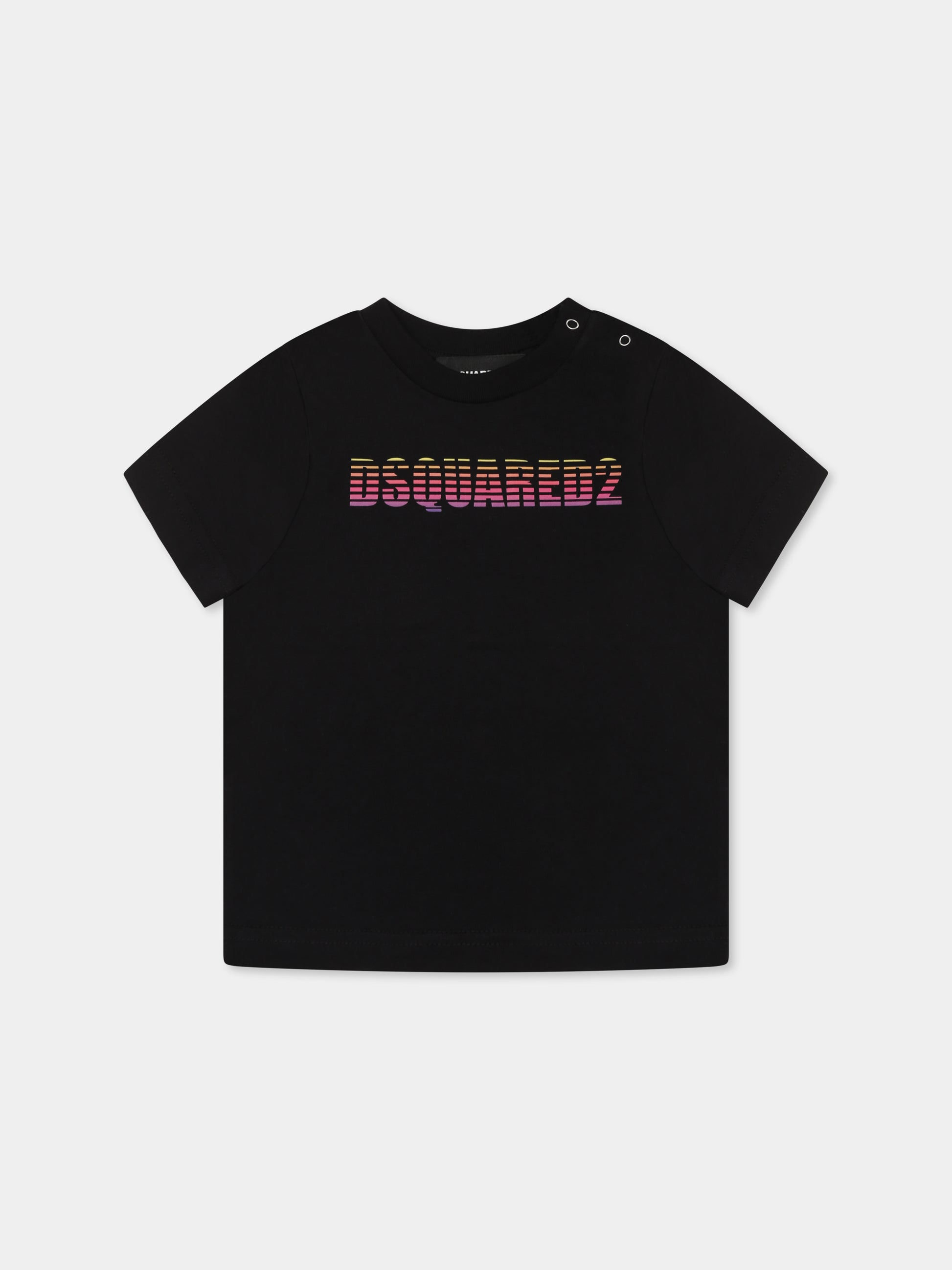 T-shirt nera per neonato con logo,Dsquared2,DQ2857 D0015 D2T1156B DQ900