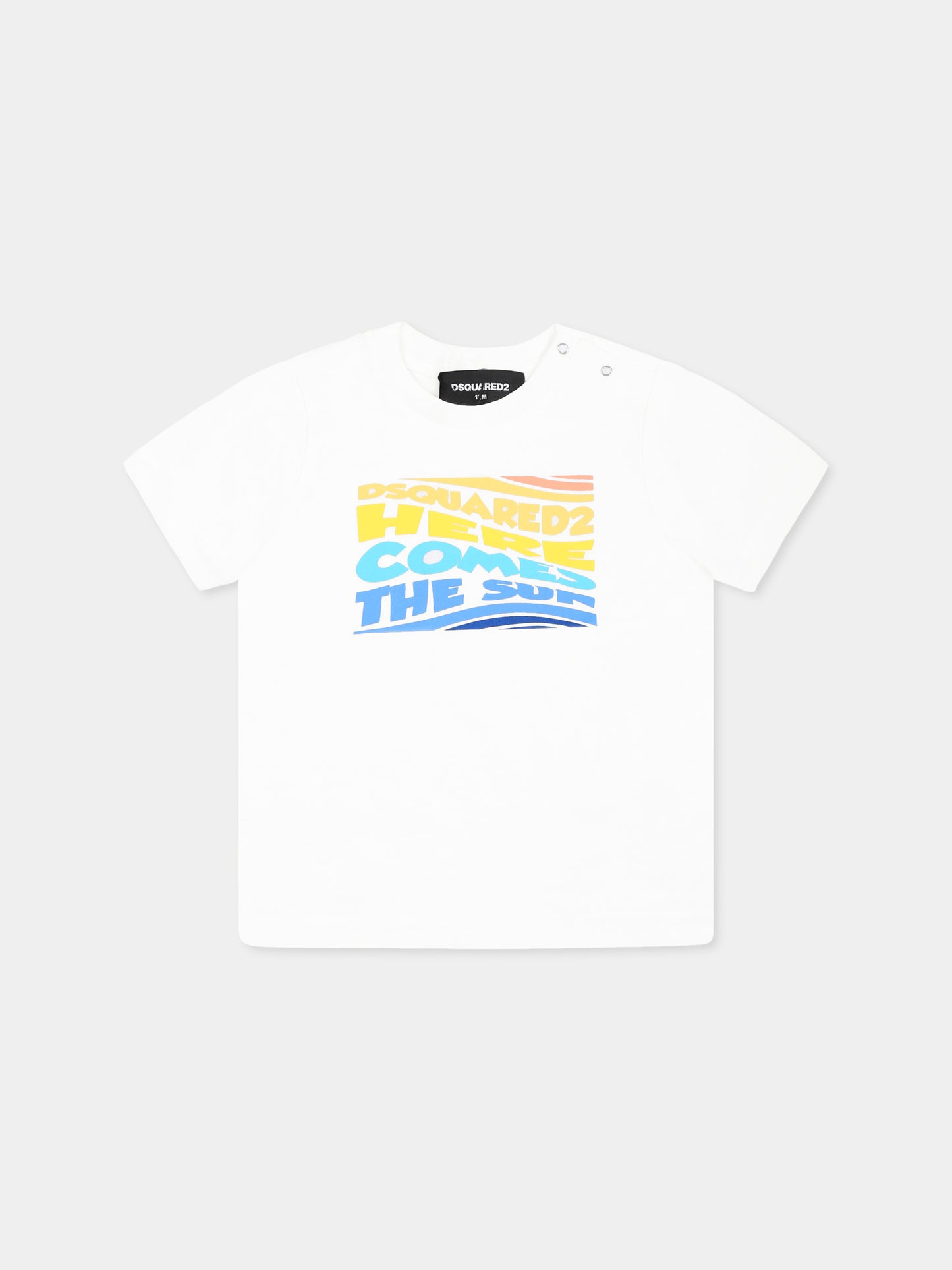 T-shirt blanc pour bébé garçon avec logo