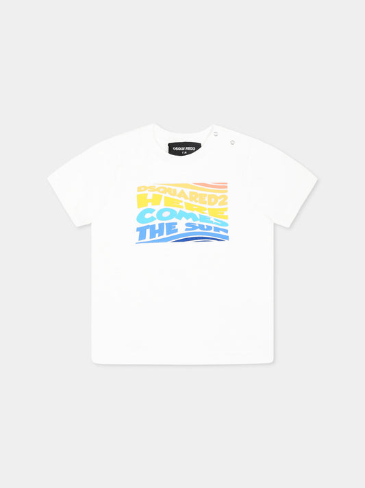 T-shirt blanc pour bébé garçon avec logo