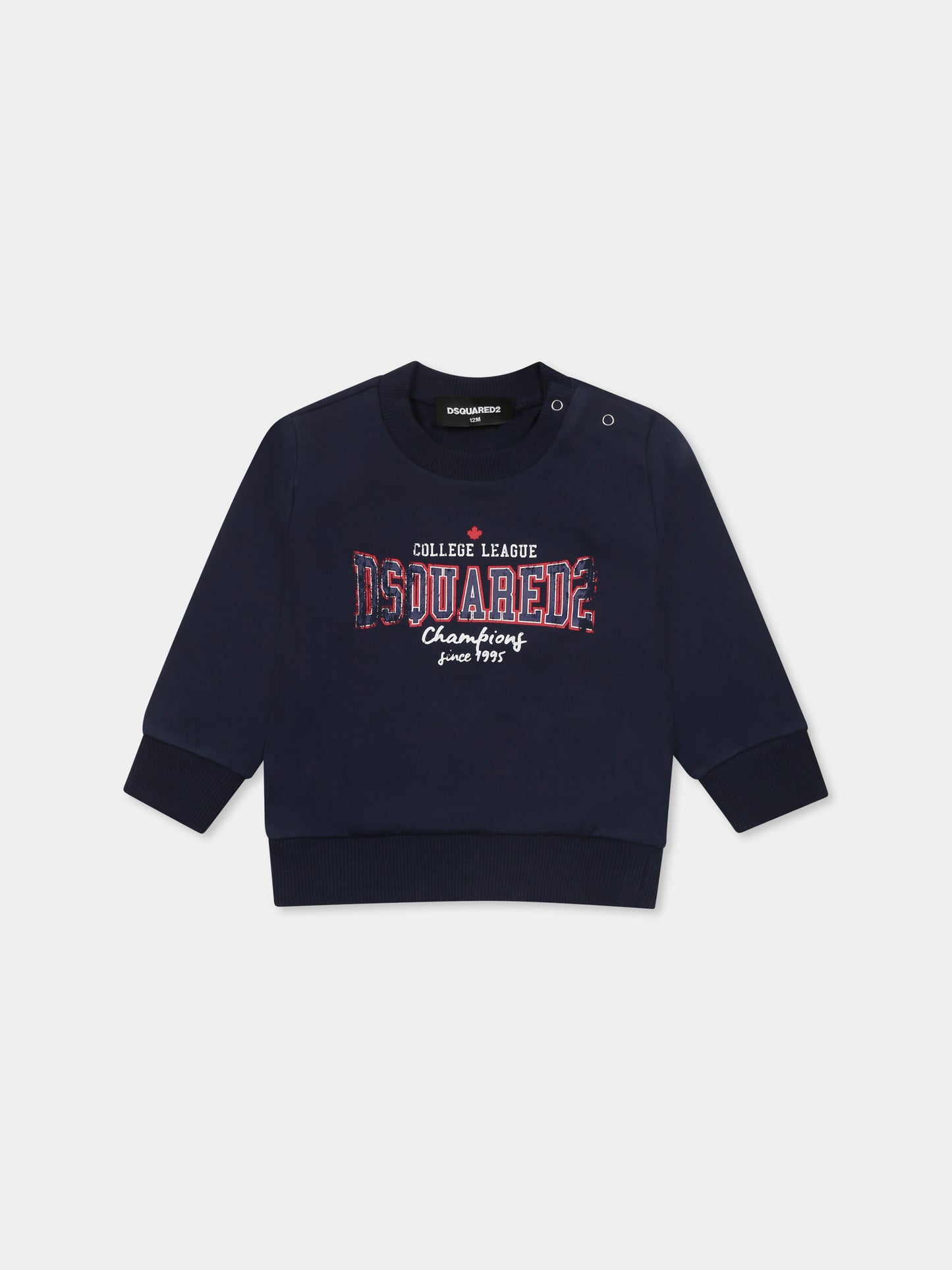 Felpa blu per neonato con logo,Dsquared2,DQ2861 D0ACC D2S902B DQ880
