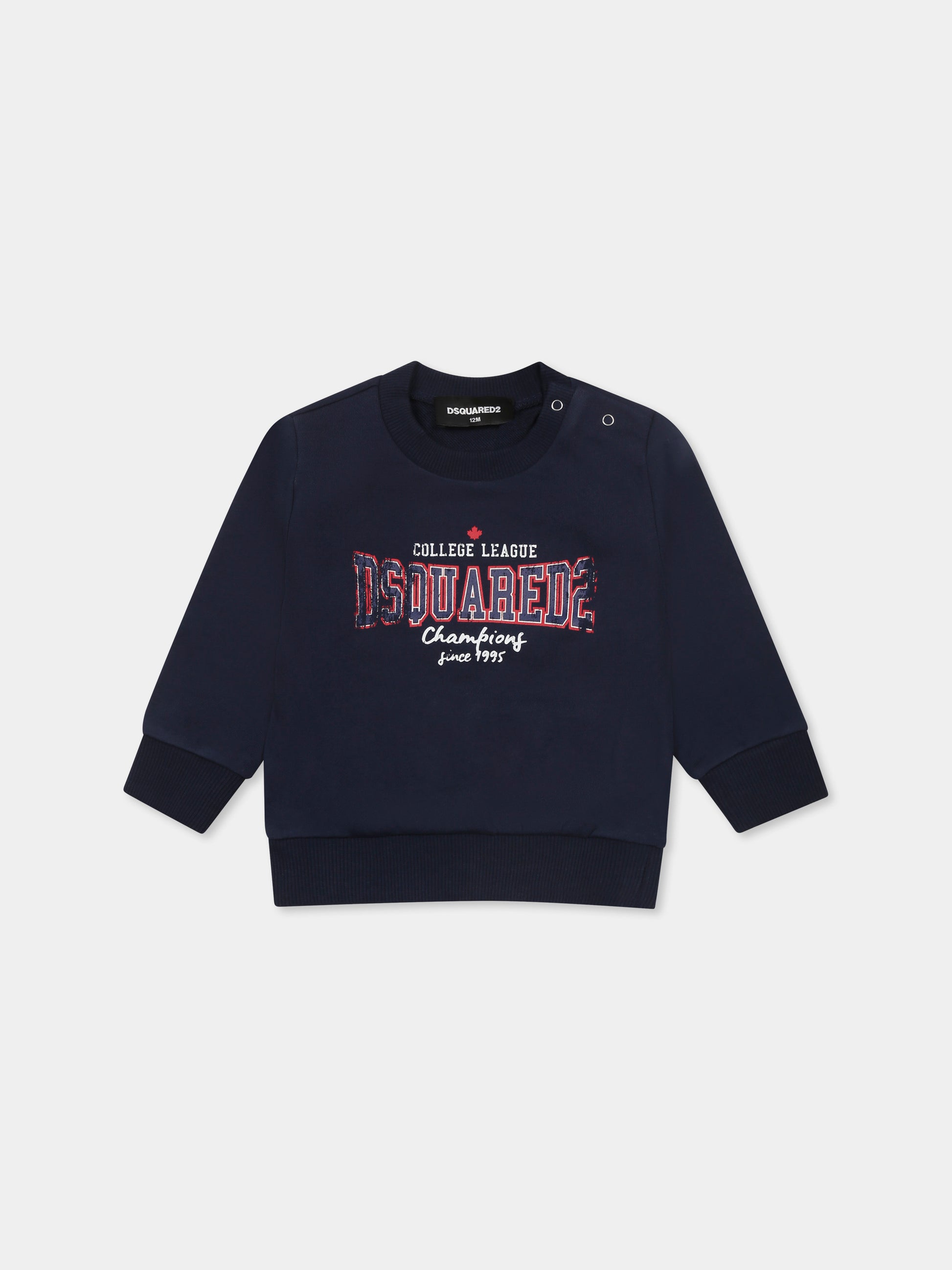 Felpa blu per neonato con logo,Dsquared2,DQ2861 D0ACC D2S902B DQ880