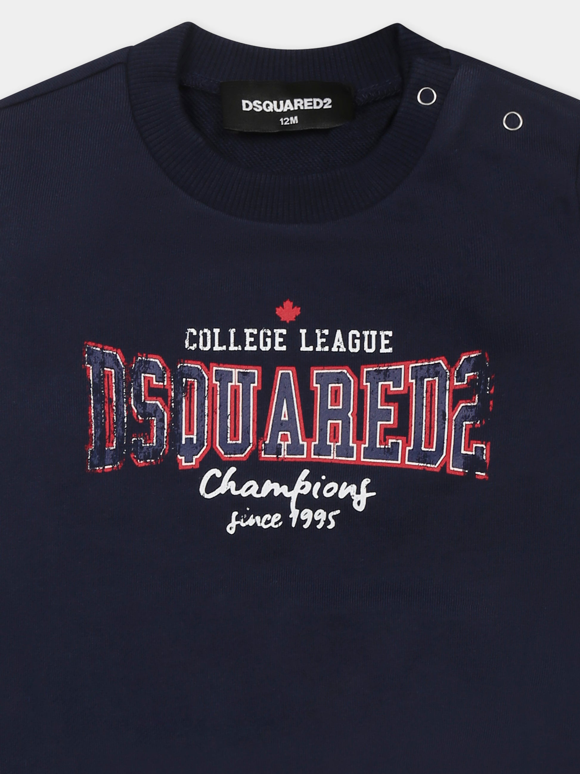 Felpa blu per neonato con logo,Dsquared2,DQ2861 D0ACC D2S902B DQ880