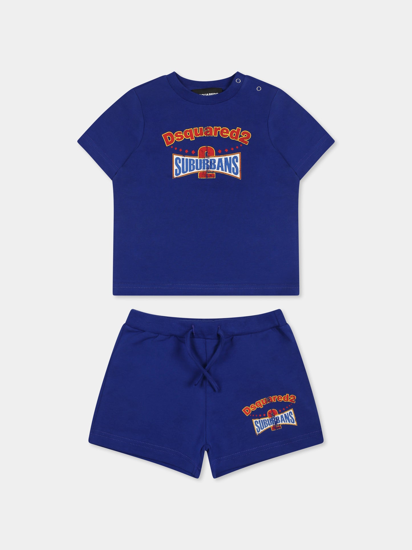 Completo blu per neonato con logo rosso e blu,Dsquared2,DQ2877 D0016 D2S13B DQ870